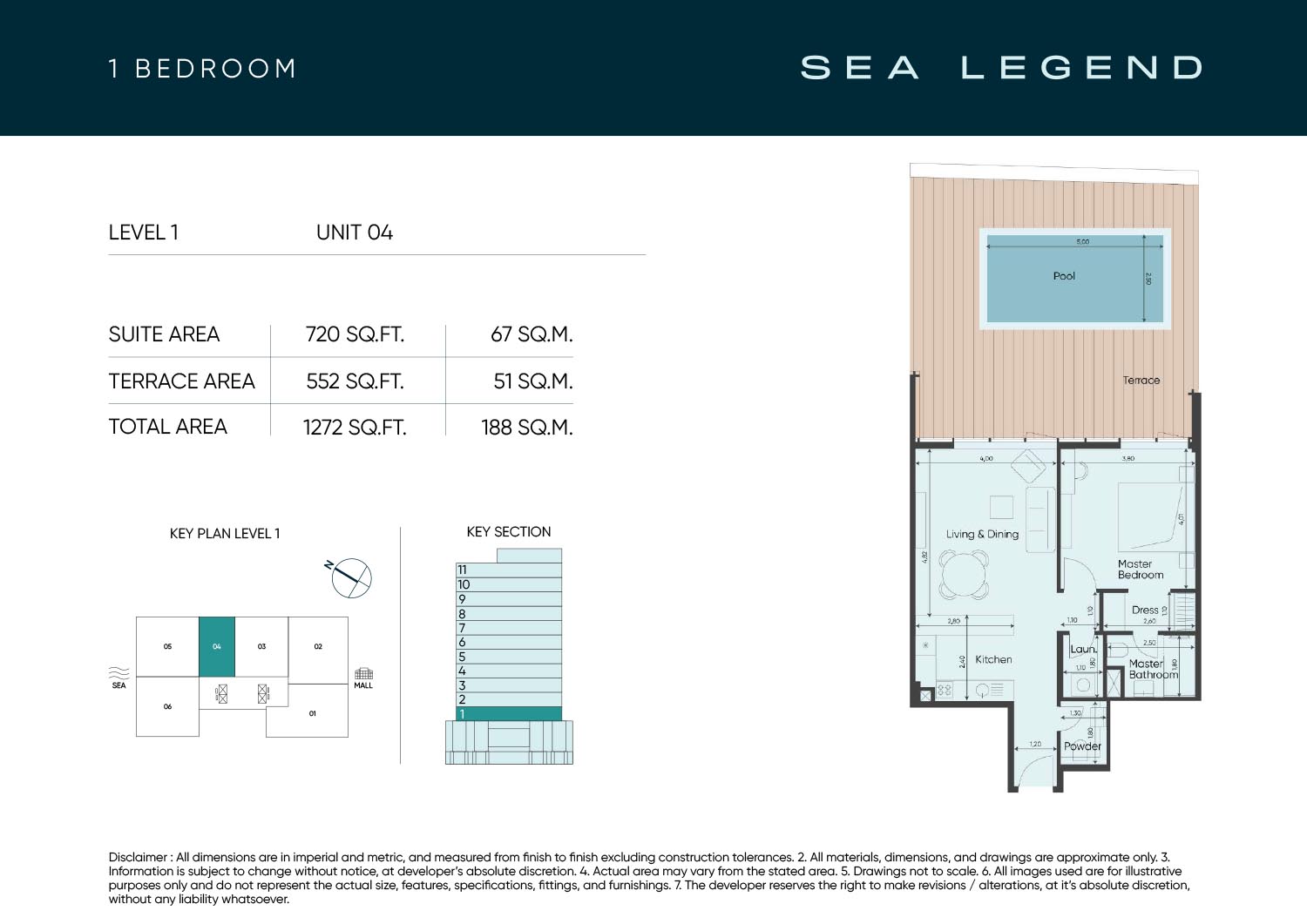 Sea Legend One 1BR floor plan