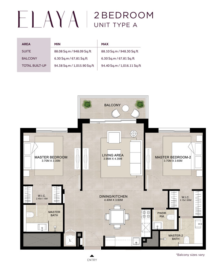 Elaya 2BR floor plan