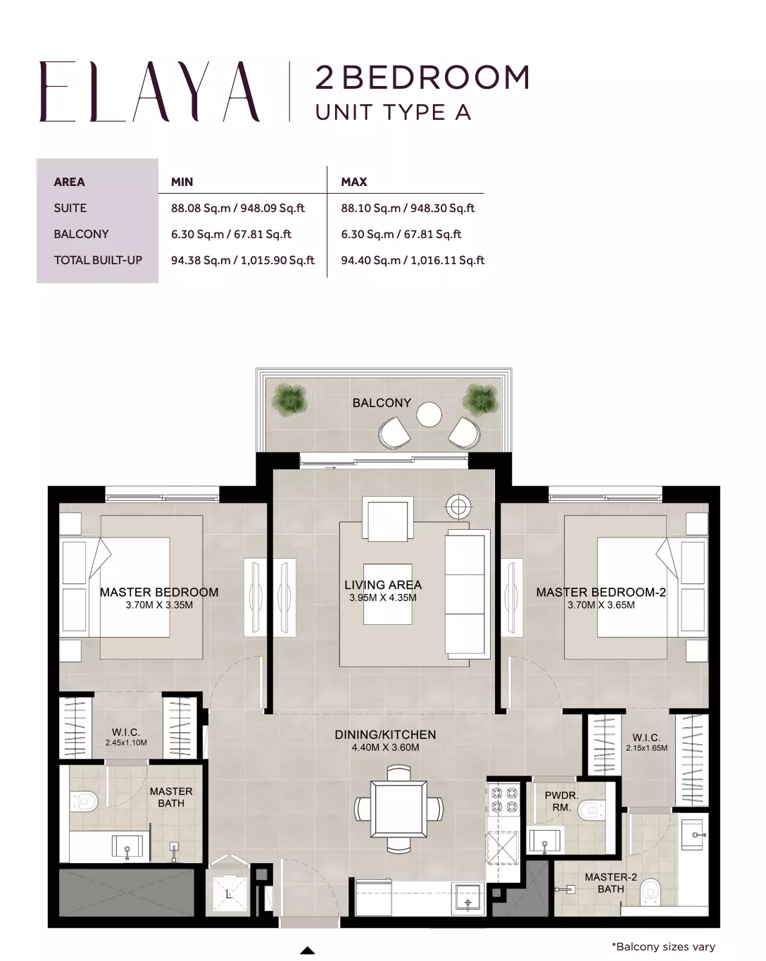 Elaya 2BR floor plan
