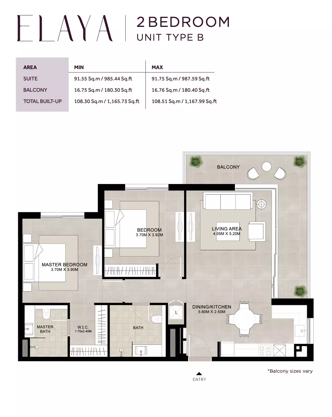 Elaya 2BR floor plan