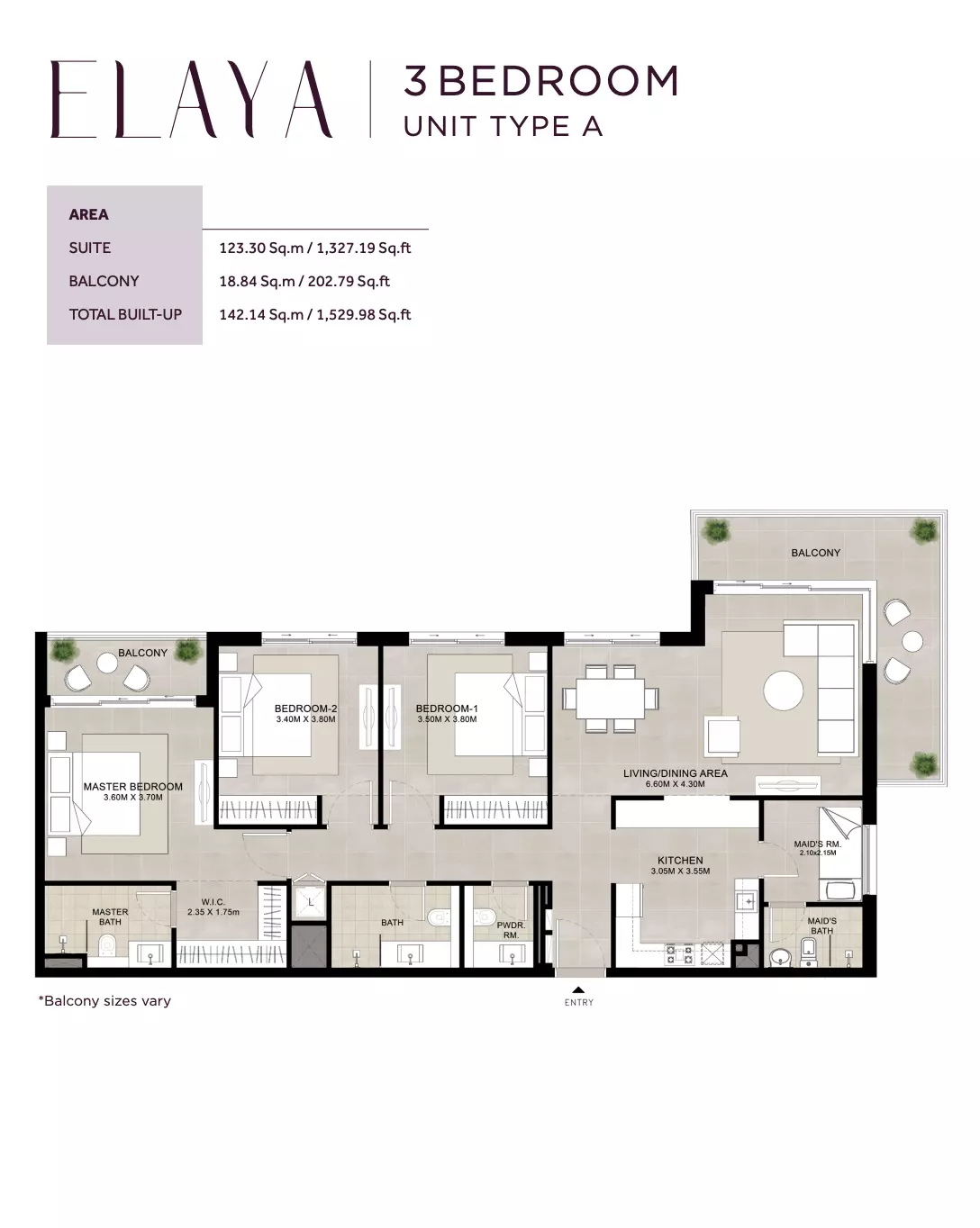 Elaya 3BR floor plan
