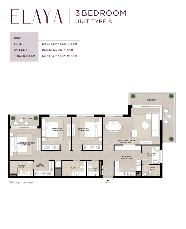 Elaya 3BR floor plan