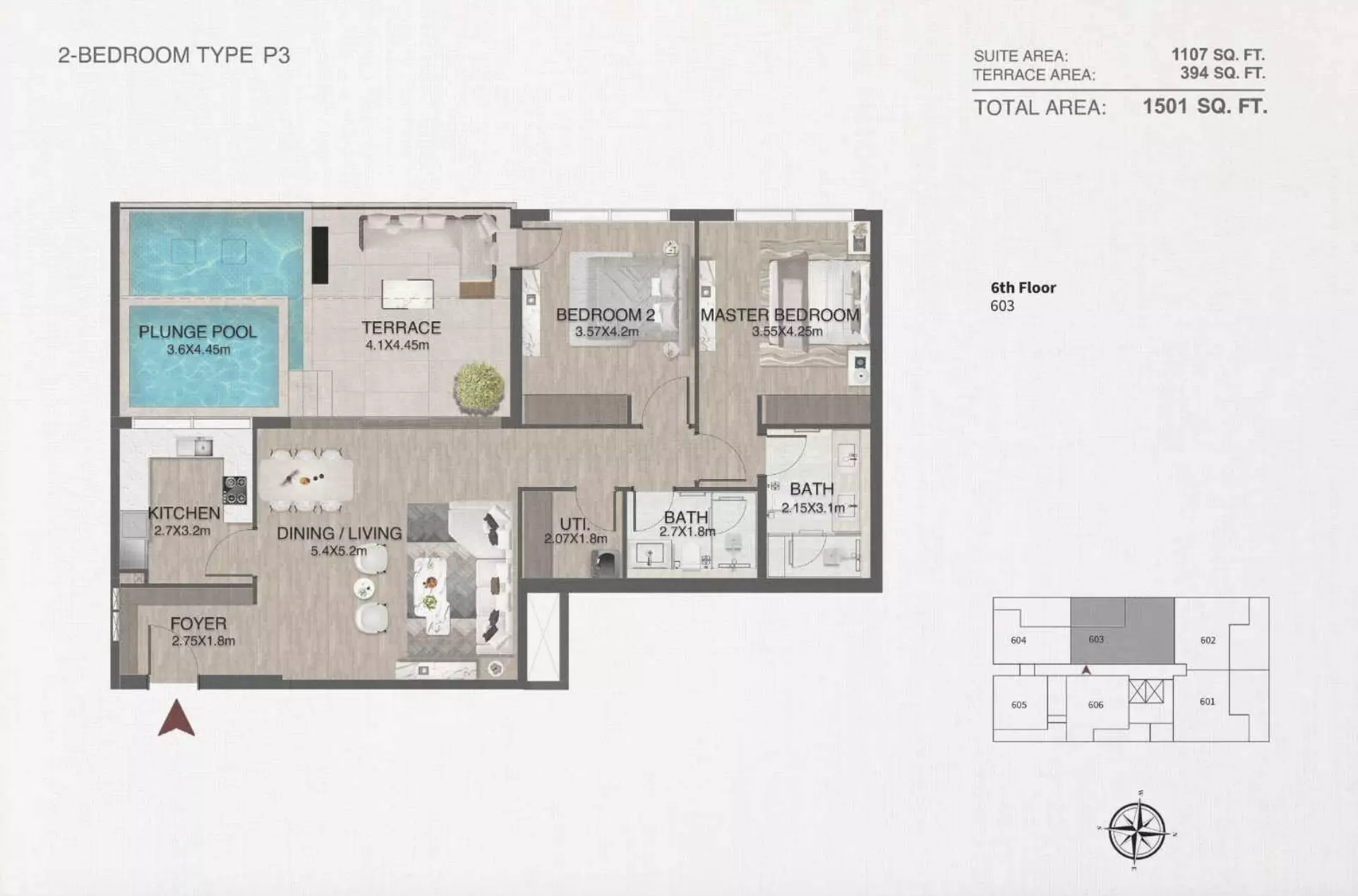 One By Nine 2BR floor plan
