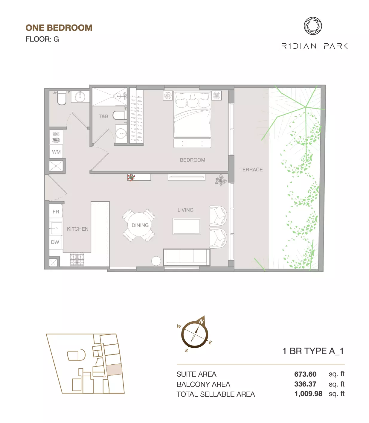 IR1DIAN PARK 1BR floor plan