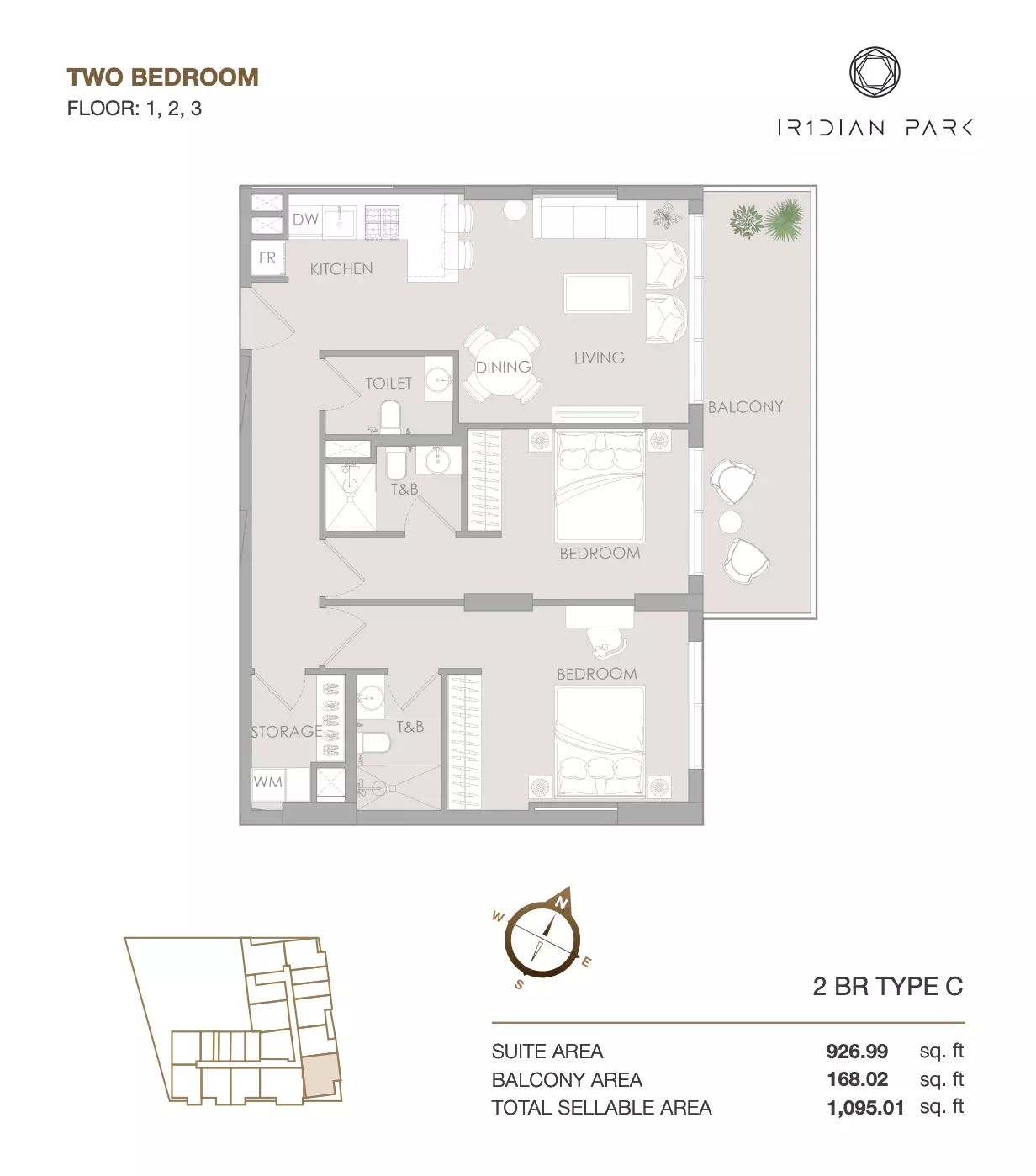 IR1DIAN PARK 2BR floor plan