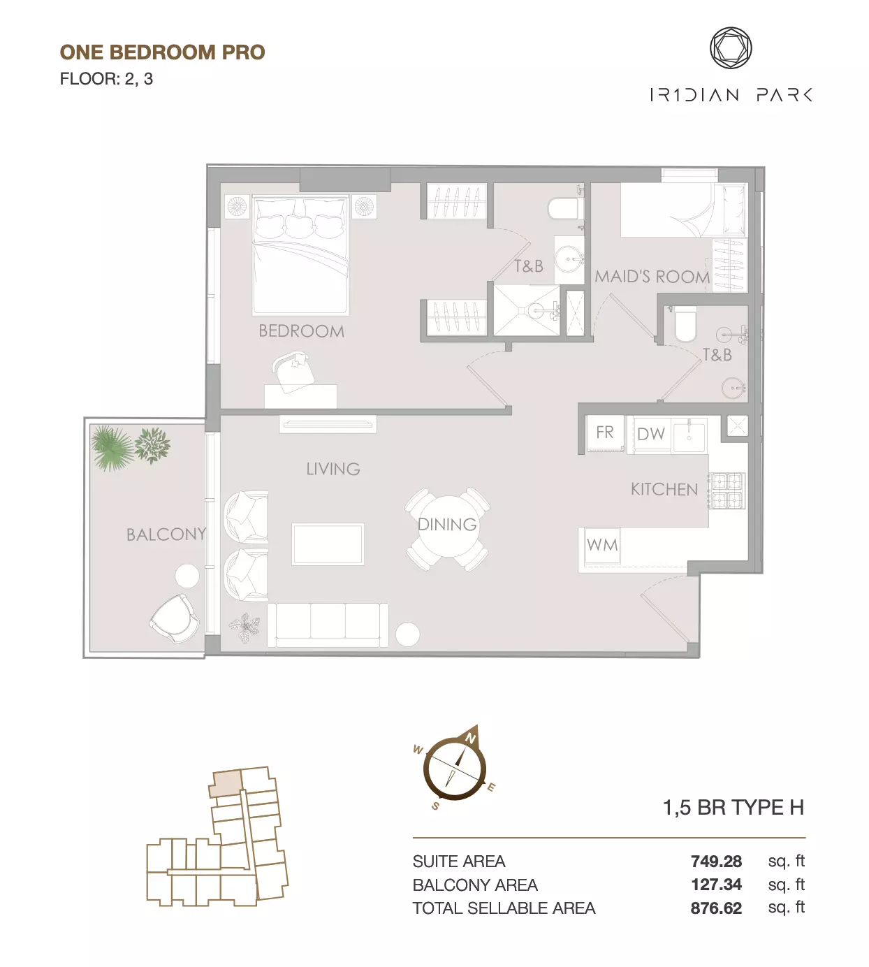 IR1DIAN PARK 2BR floor plan