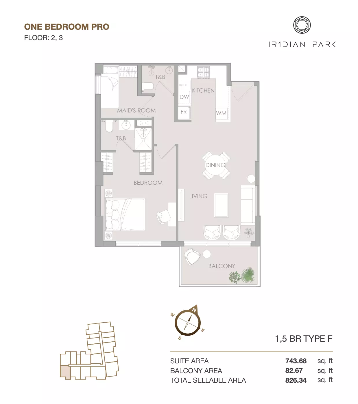 IR1DIAN PARK 2BR floor plan