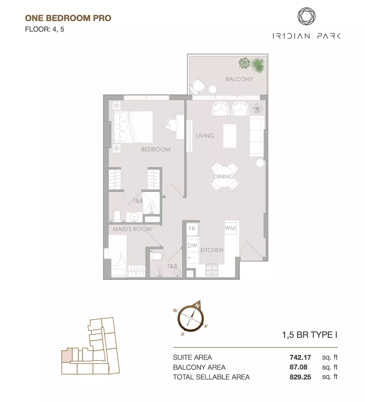 IR1DIAN PARK 2BR floor plan