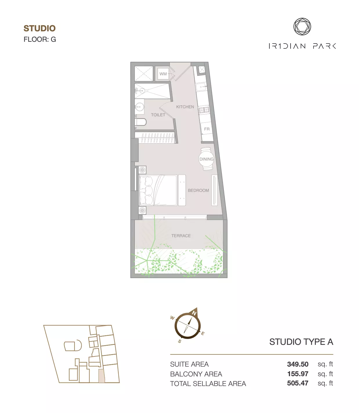 IR1DIAN PARK Studio floor plan