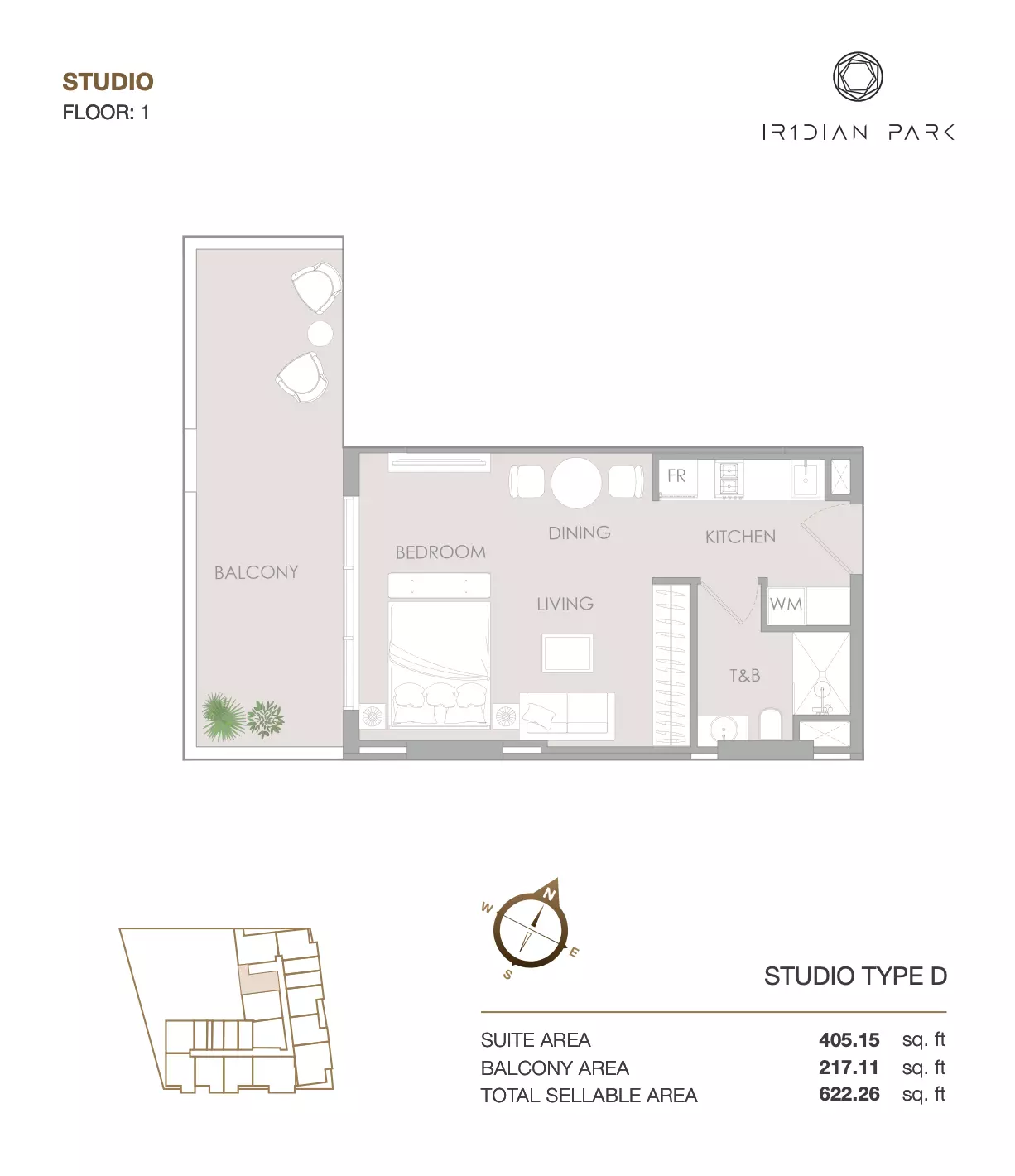 IR1DIAN PARK Studio floor plan