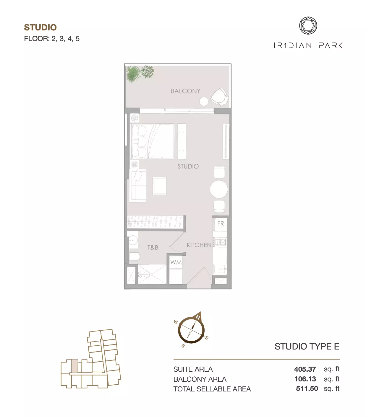 IR1DIAN PARK Studio floor plan