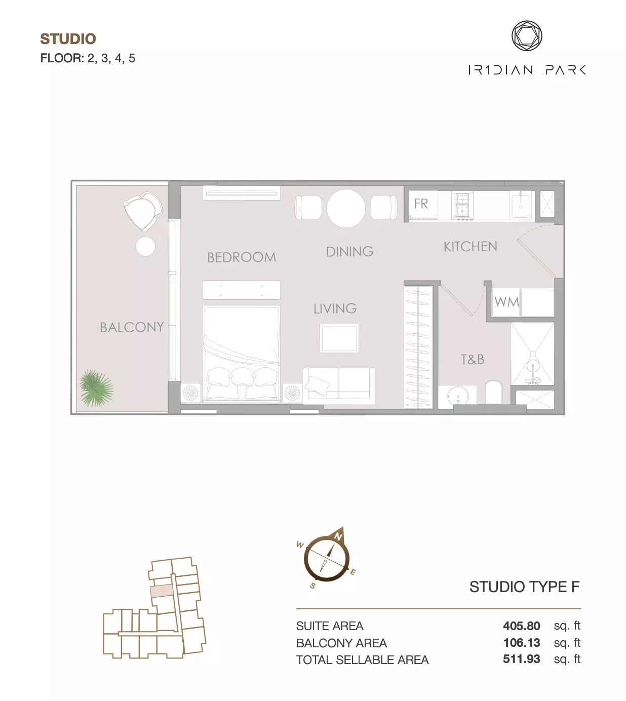 IR1DIAN PARK Studio floor plan