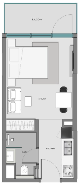 SAMANA Hills South 3 Studio floor plan