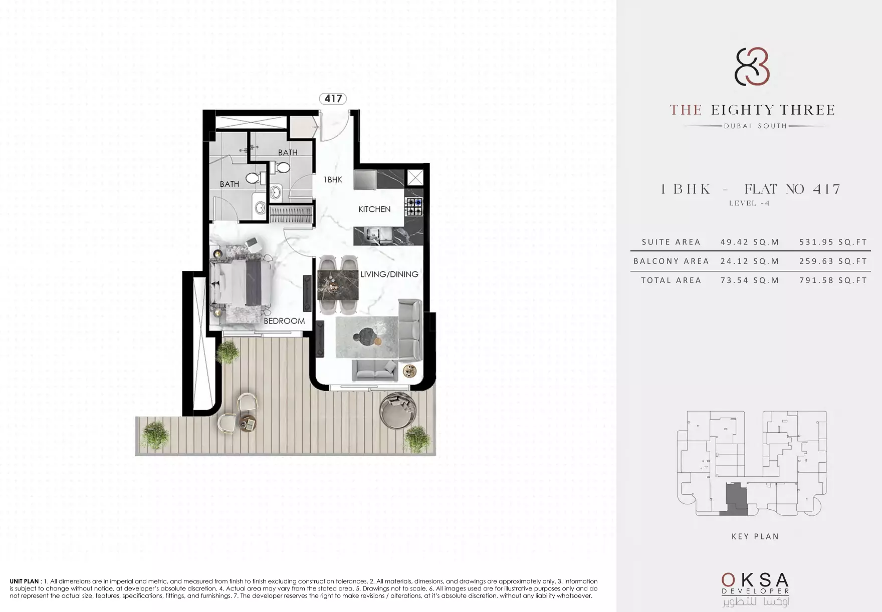 The Eighty Three 1BR floor plan