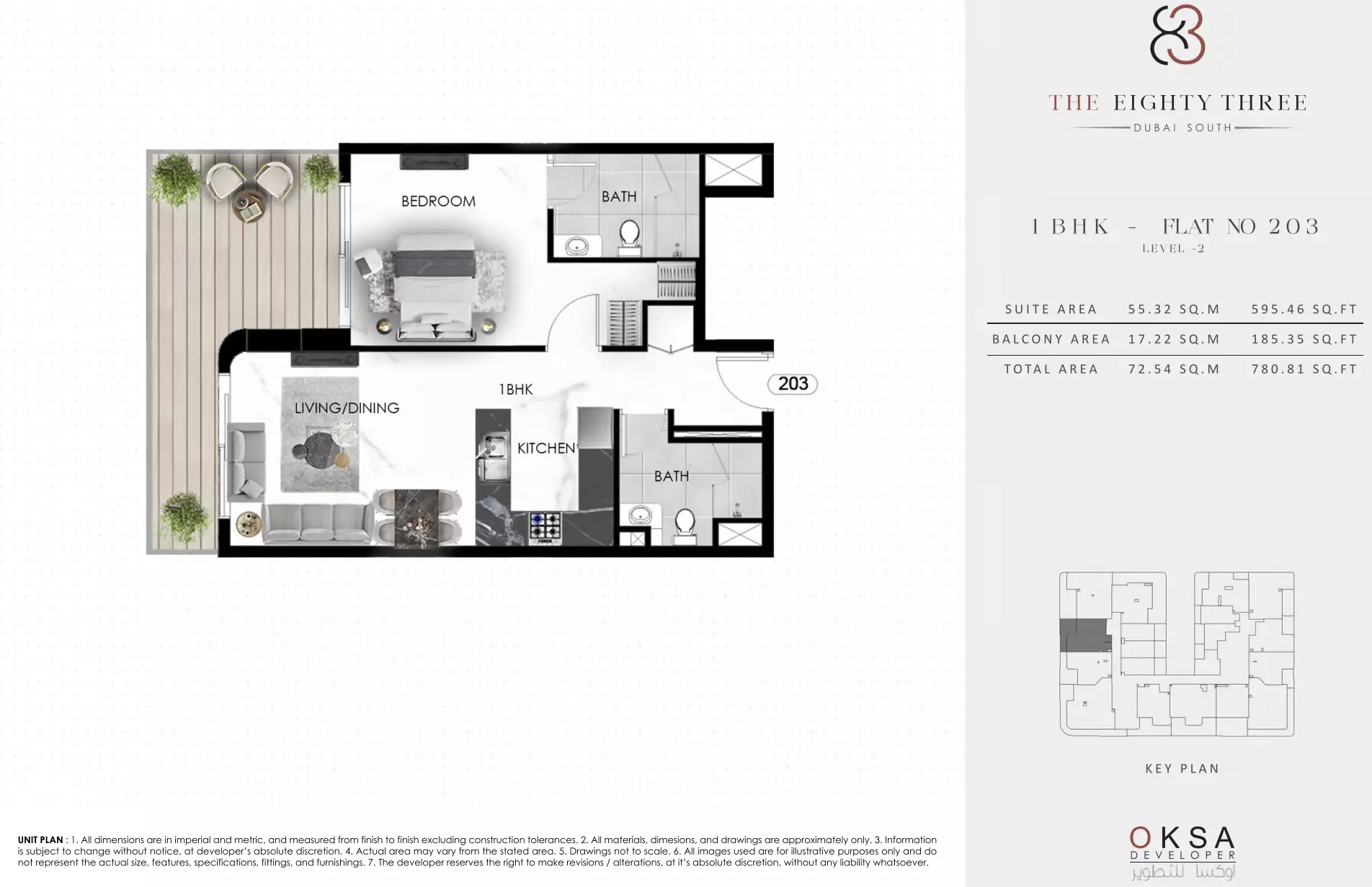 The Eighty Three 1BR floor plan