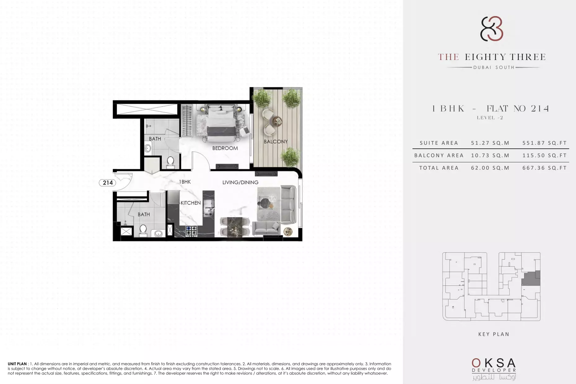 The Eighty Three 1BR floor plan
