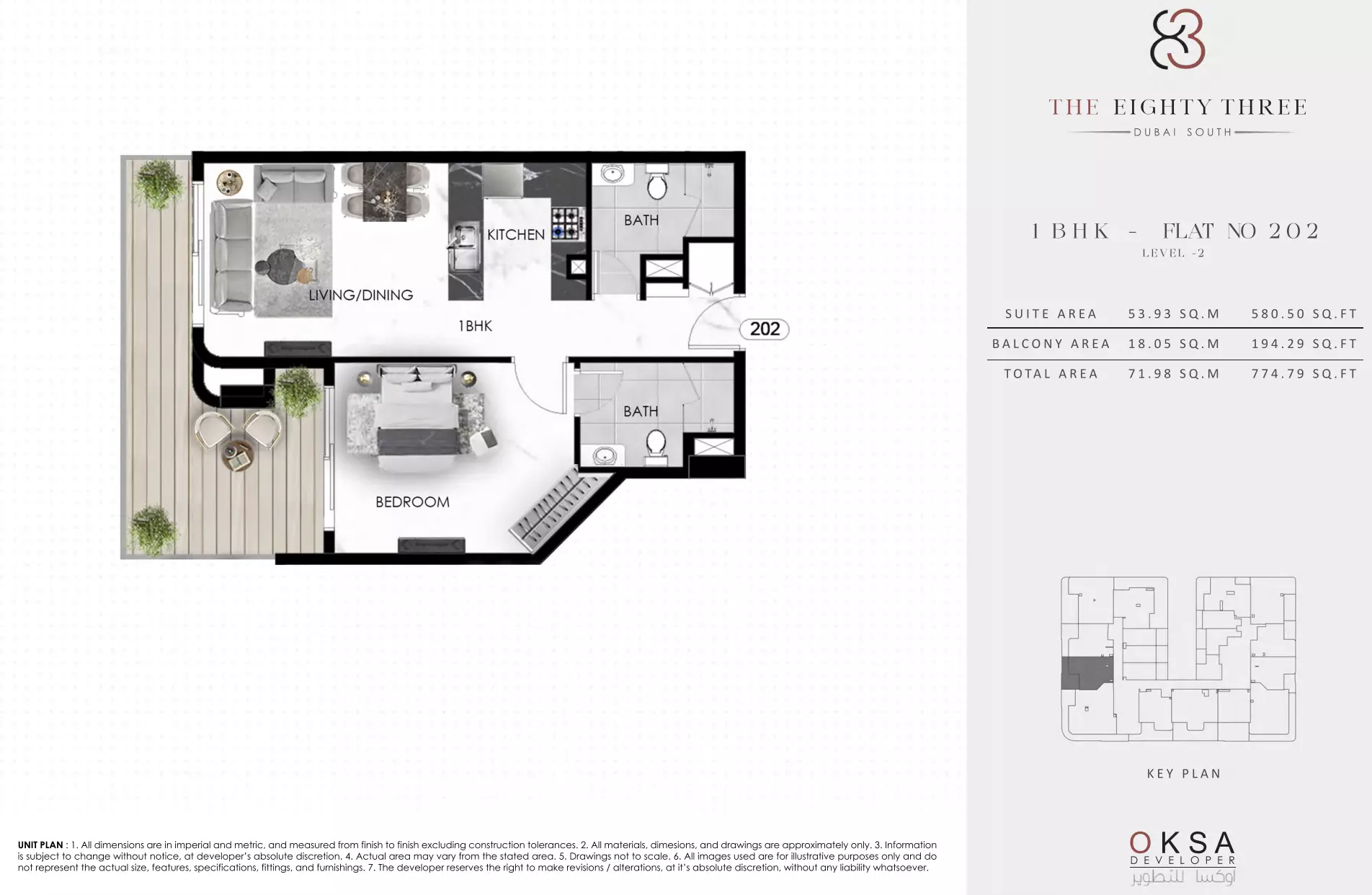 The Eighty Three 1BR floor plan