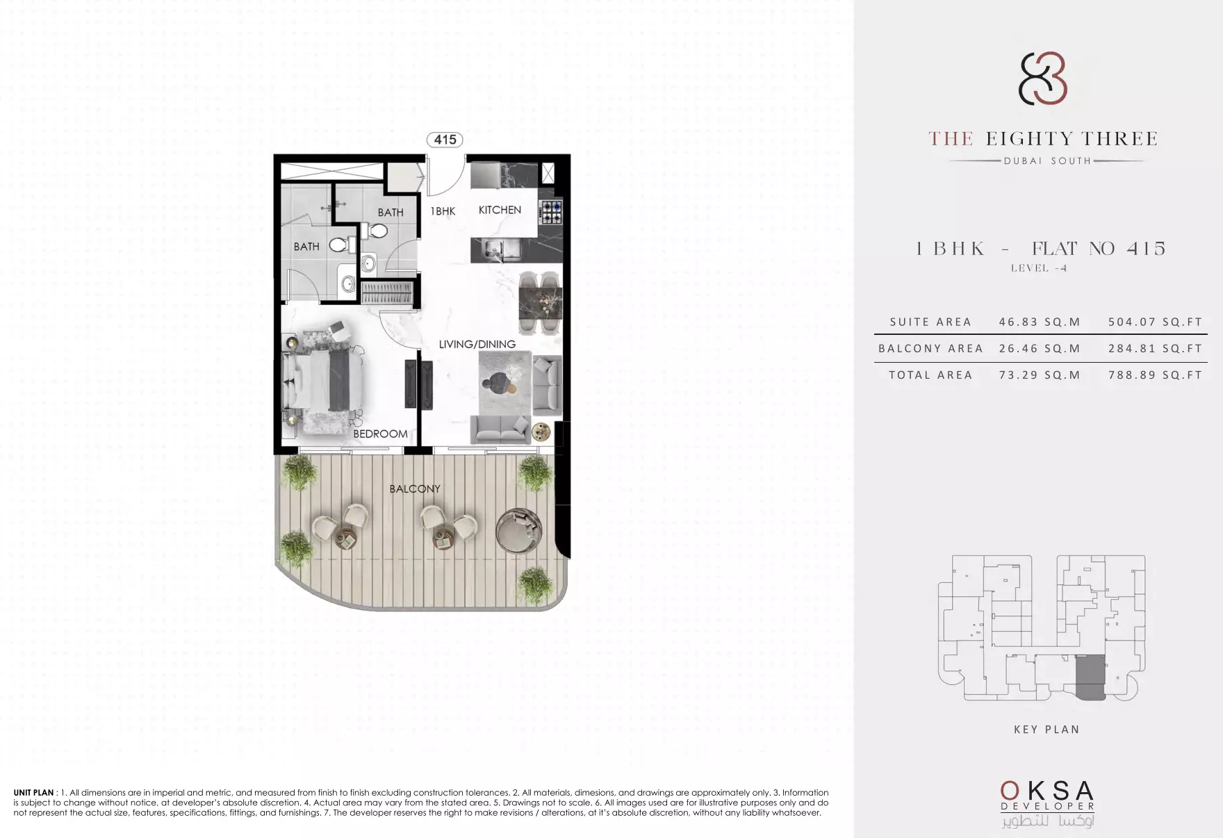 The Eighty Three 1BR floor plan