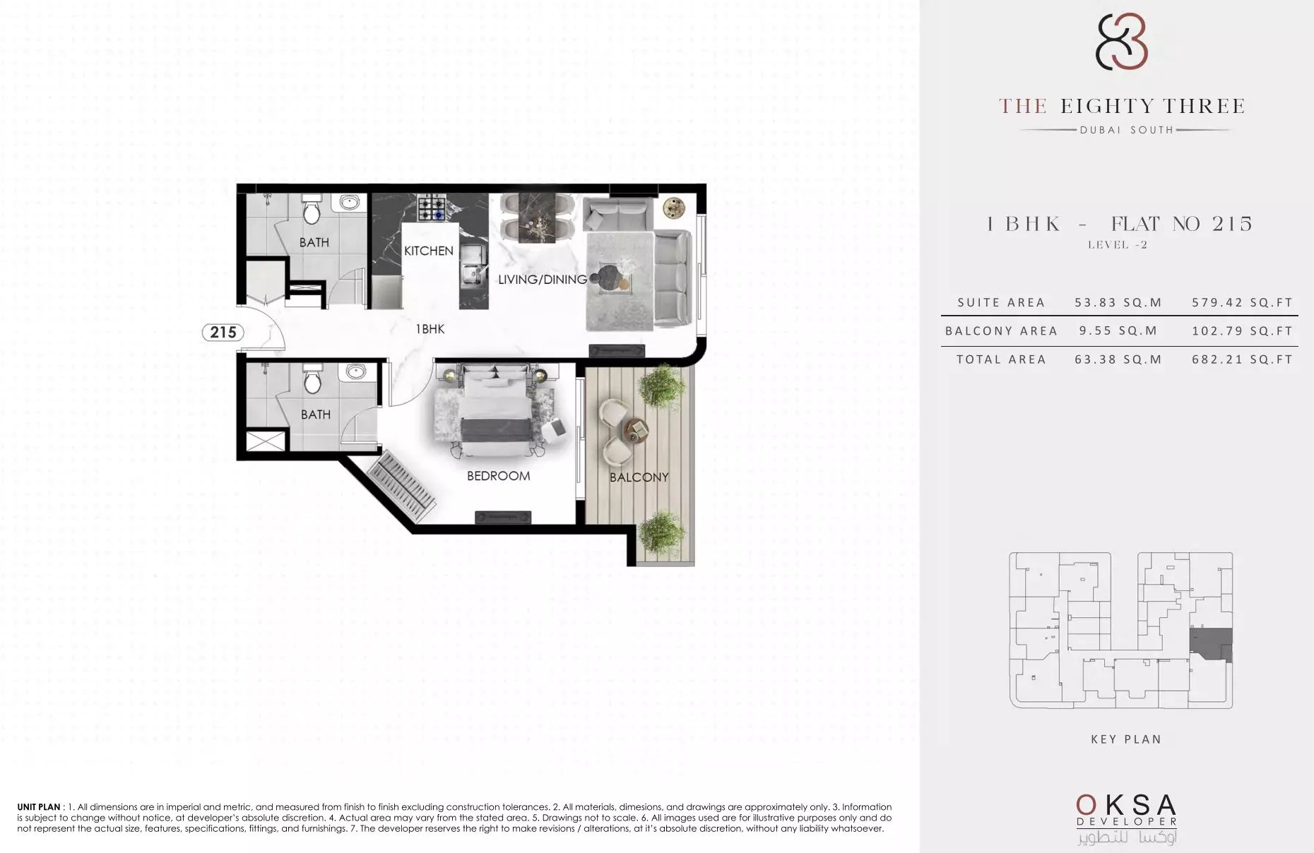 The Eighty Three 1BR floor plan