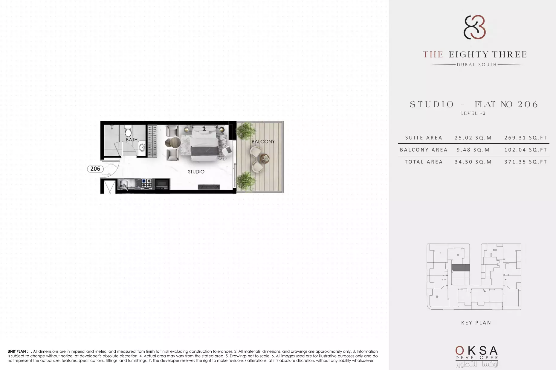 The Eighty Three Studio floor plan