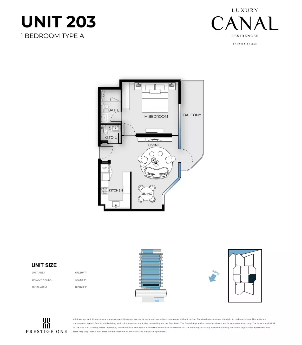 Luxury Canal Residences 1BR floor plan