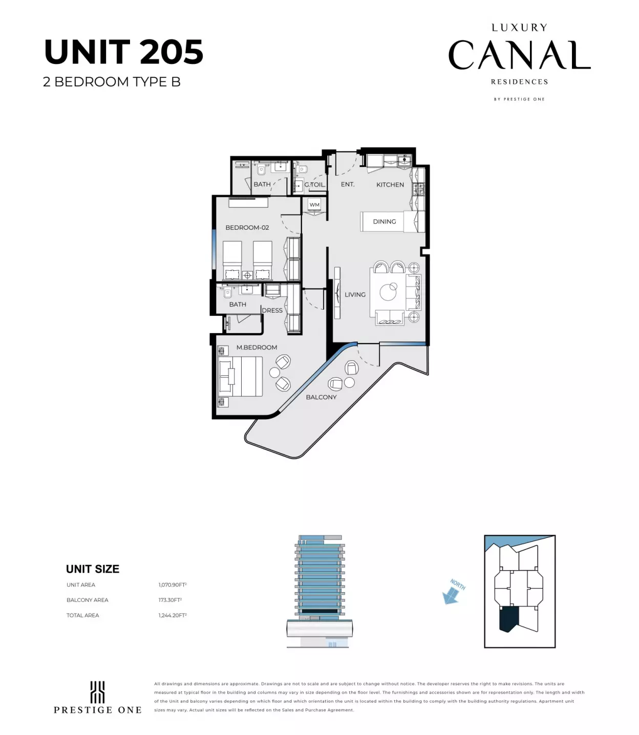 Luxury Canal Residences 2BR floor plan