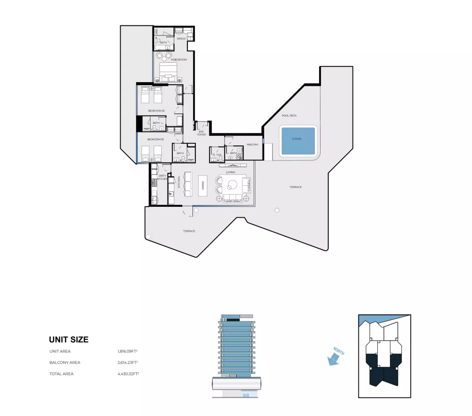 Luxury Canal Residences 3BR floor plan