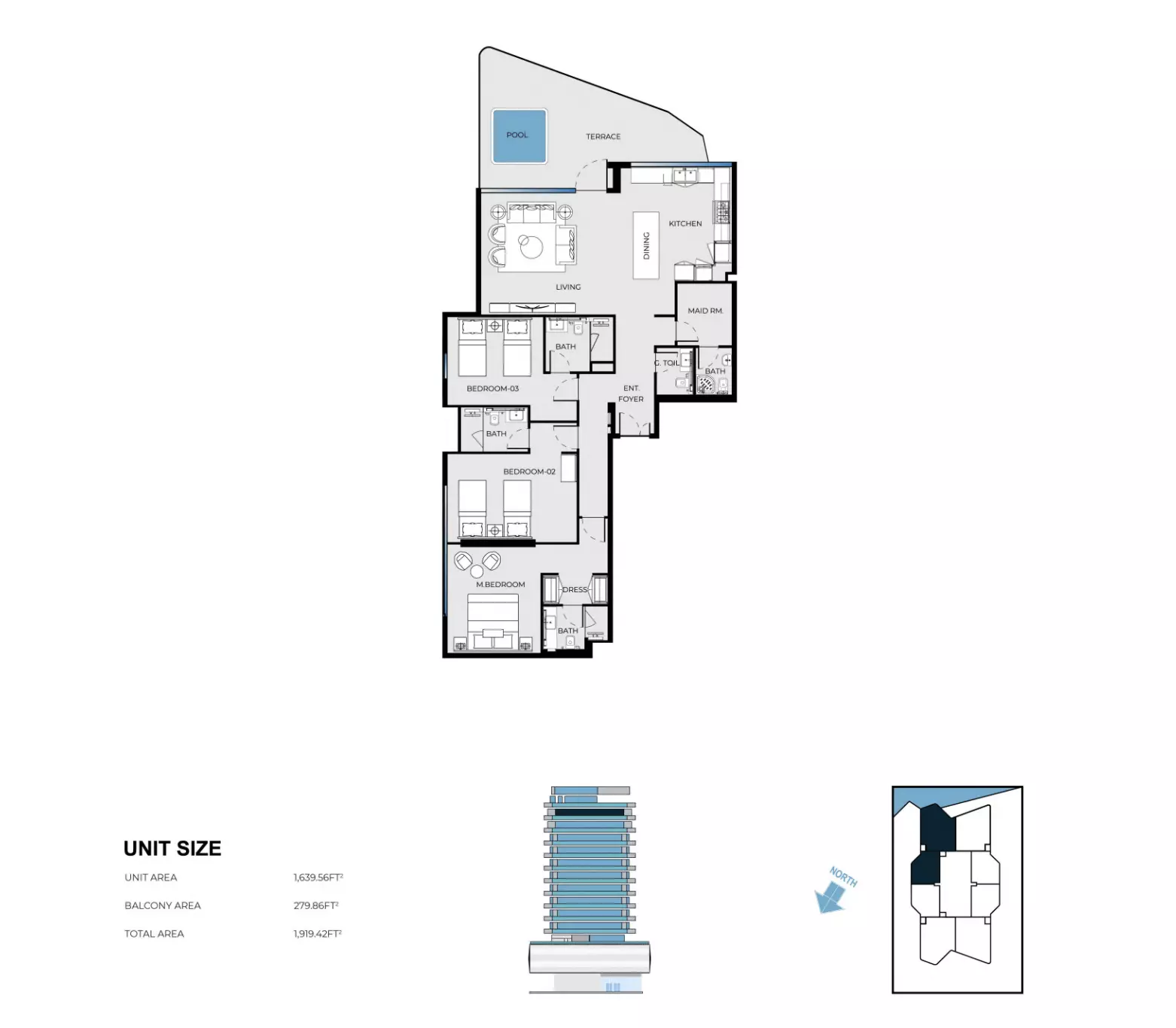 Luxury Canal Residences 3BR floor plan