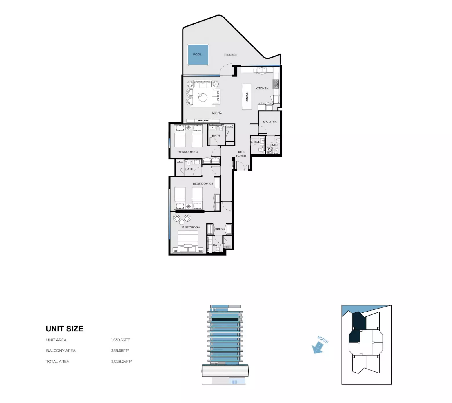 Luxury Canal Residences 3BR floor plan