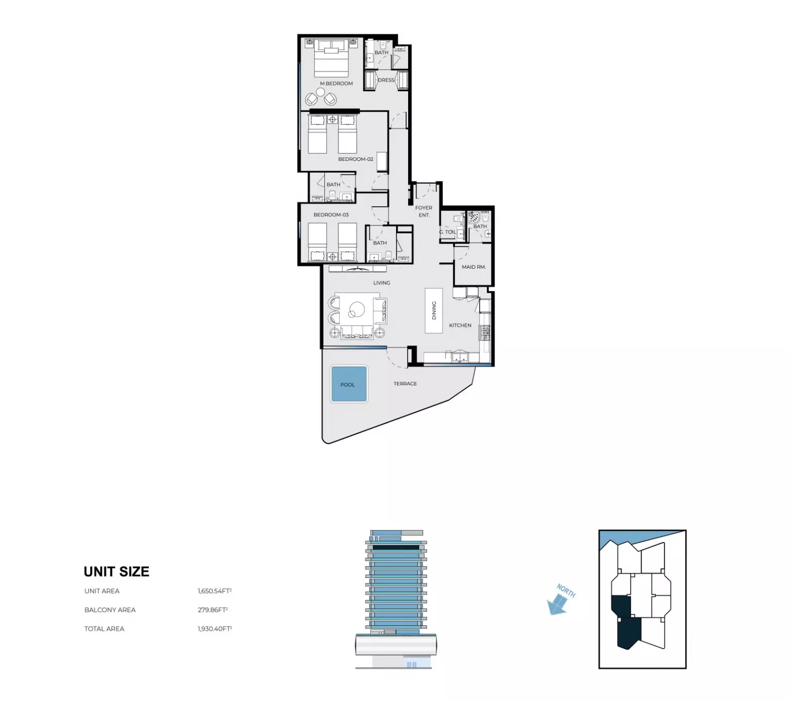 Luxury Canal Residences 3BR floor plan