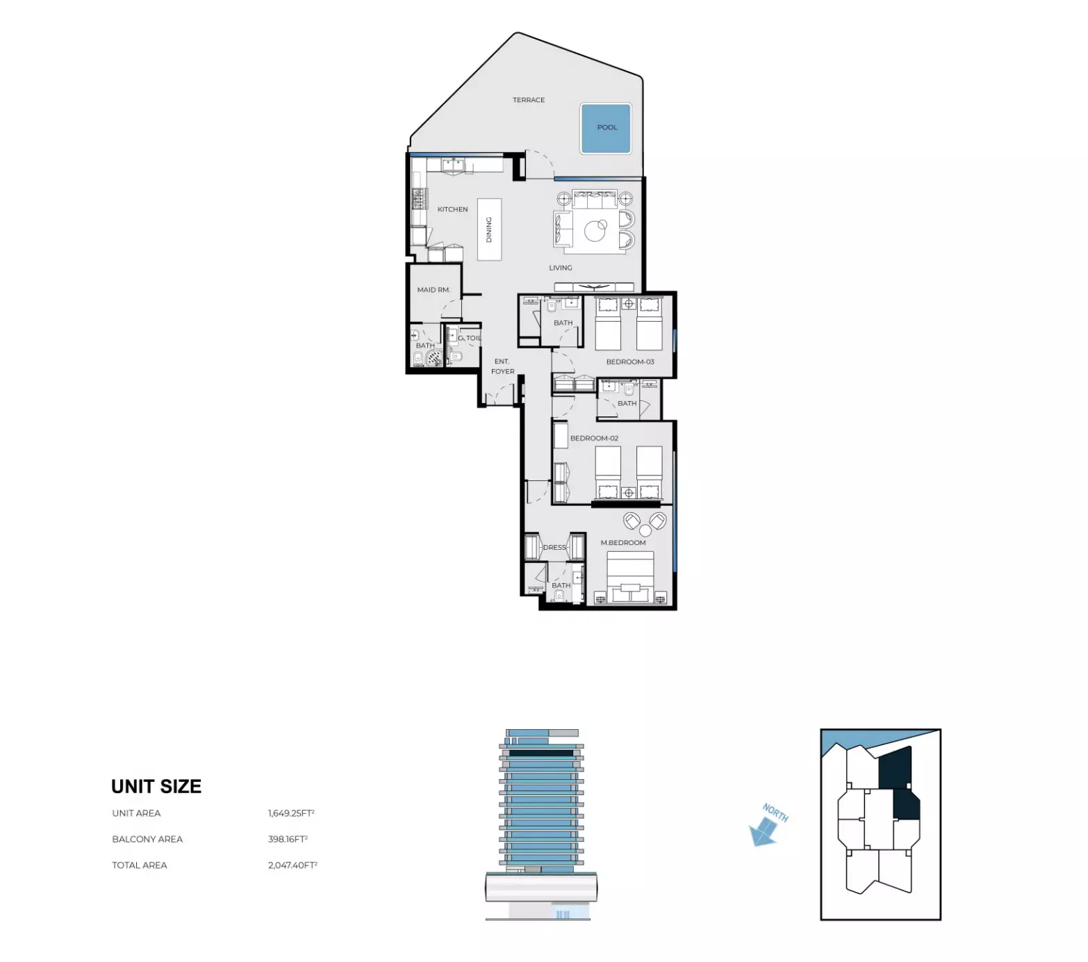 Luxury Canal Residences 3BR floor plan