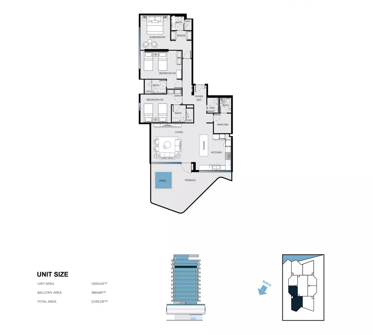 Luxury Canal Residences 3BR floor plan