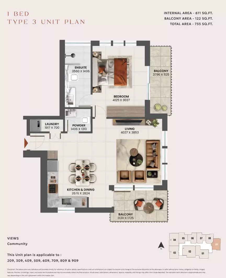 Sunvale 1BR floor plan