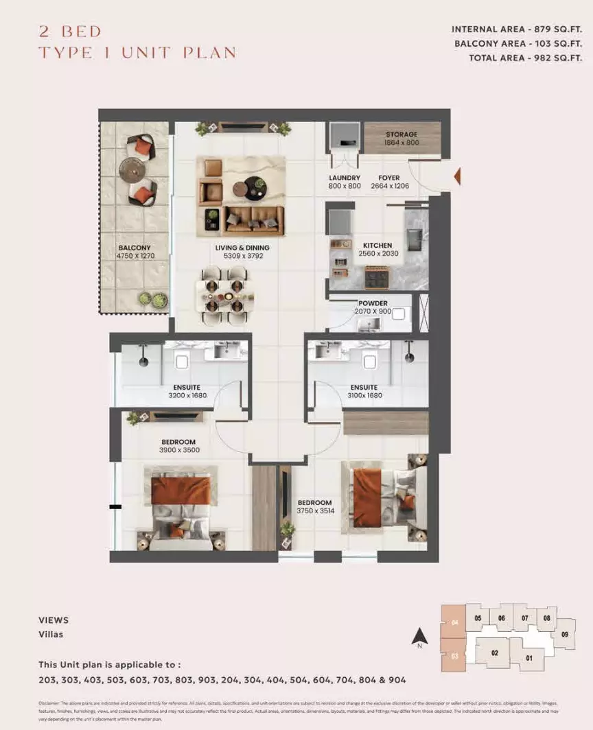 Sunvale 2BR floor plan