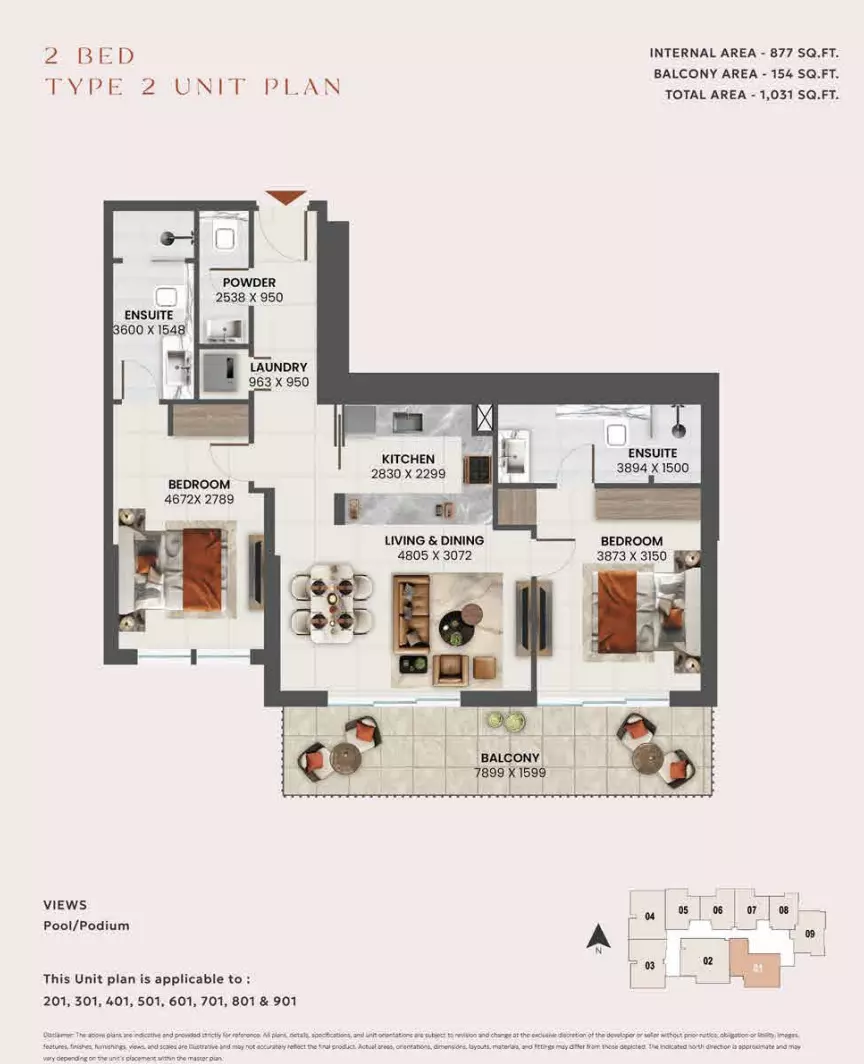 Sunvale 2BR floor plan