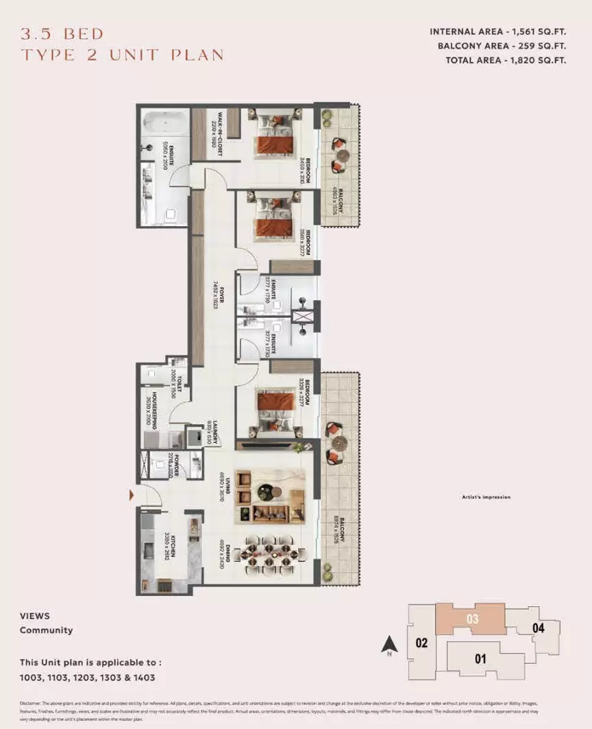 Sunvale 3BR floor plan
