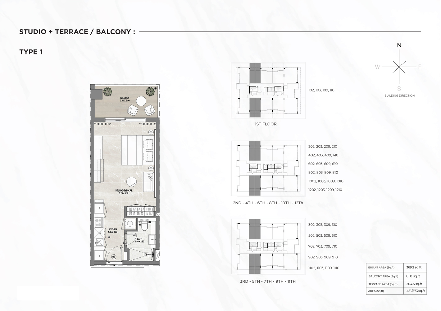 GHARBI I 1BR floor plan