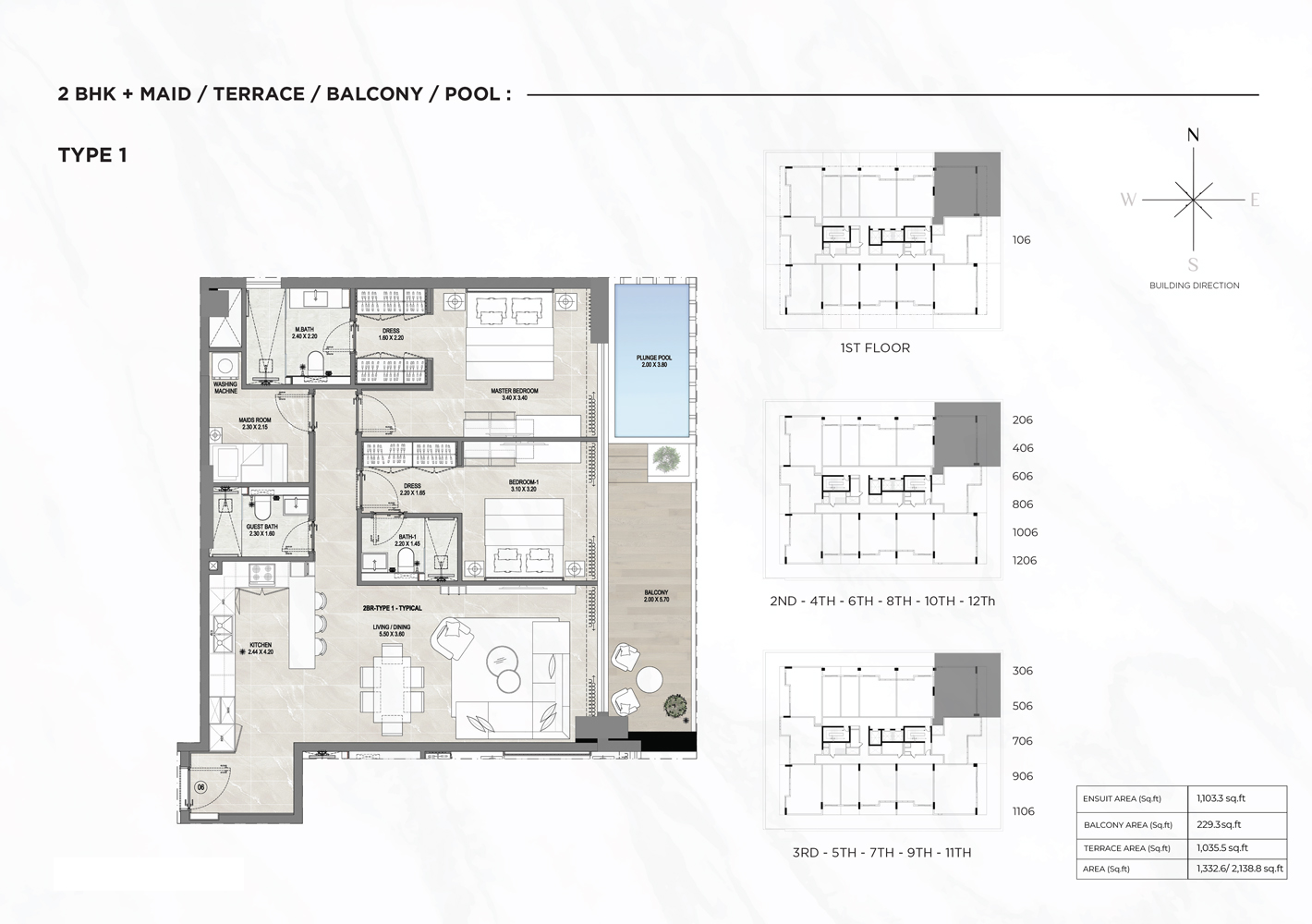 GHARBI I 2BR floor plan