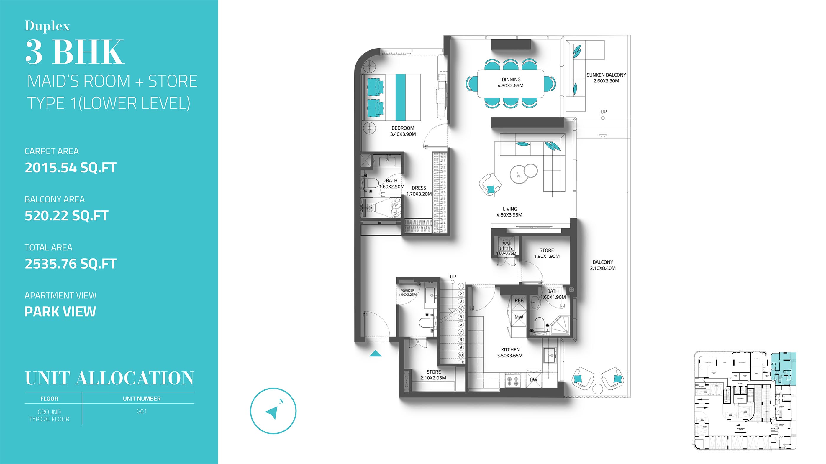REEF 997 3BR floor plan
