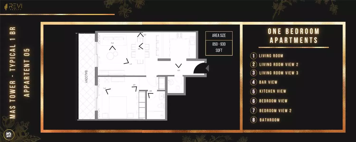 Mas Tower 1BR floor plan