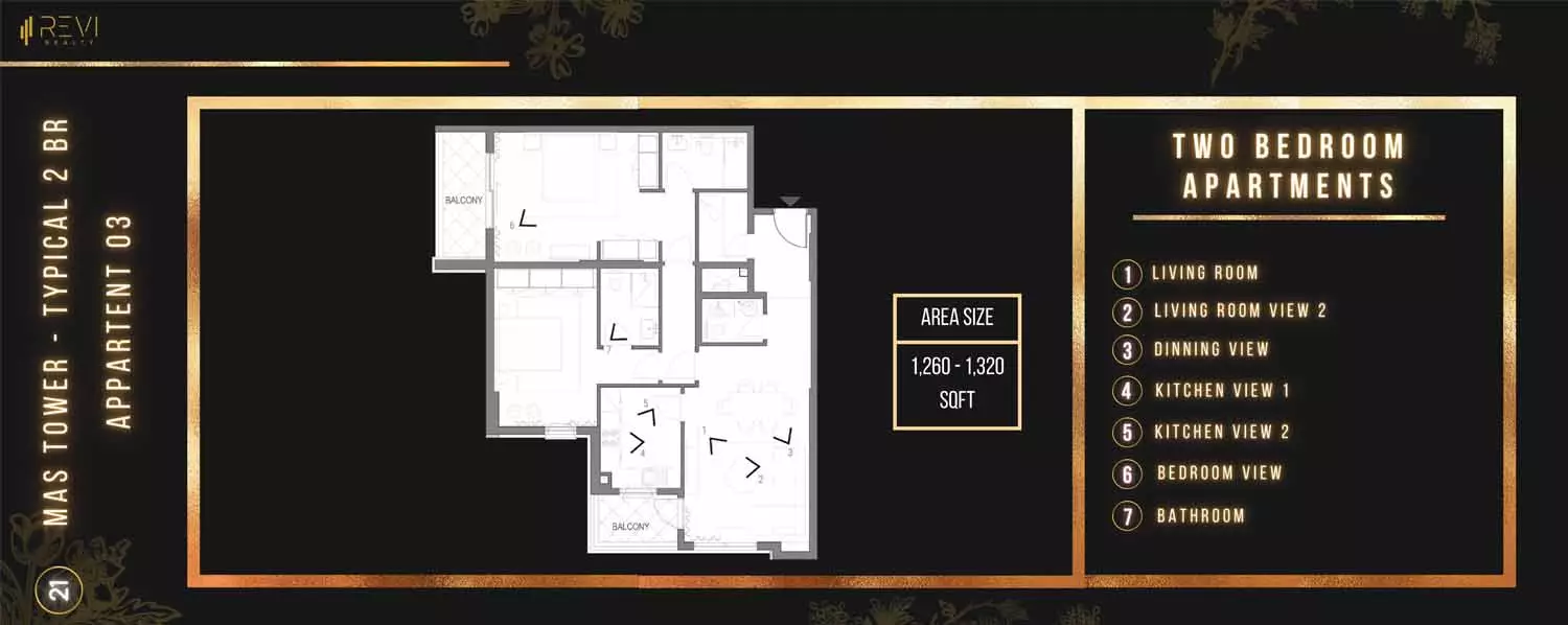 Mas Tower 2BR floor plan