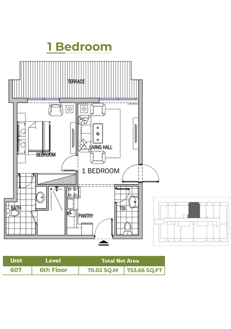 Dusit Princess 1BR floor plan