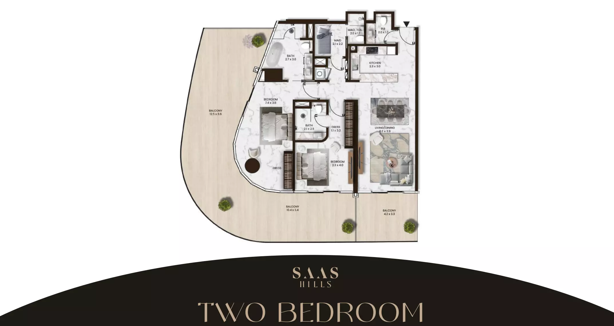 SAAS Hills 2BR floor plan