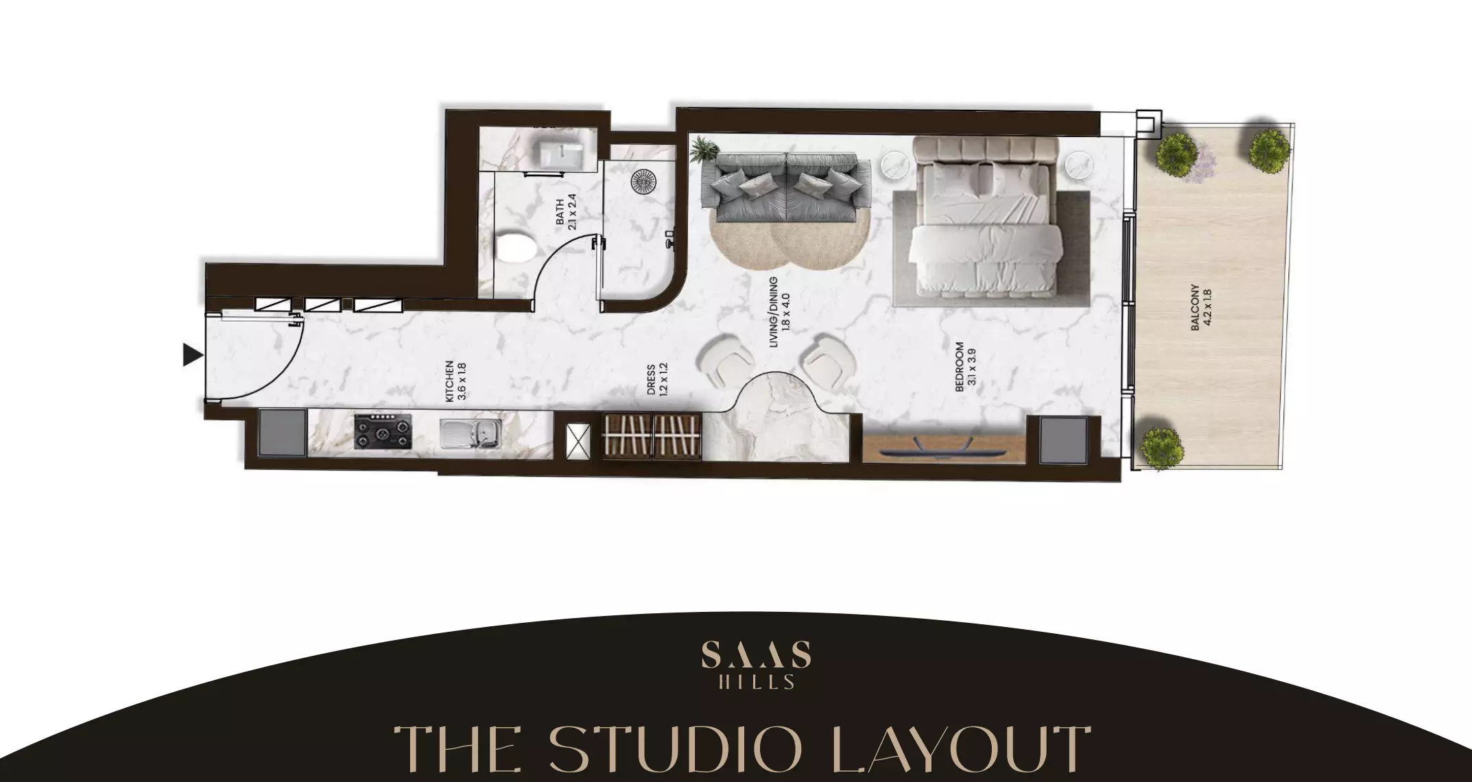 SAAS Hills Studio floor plan