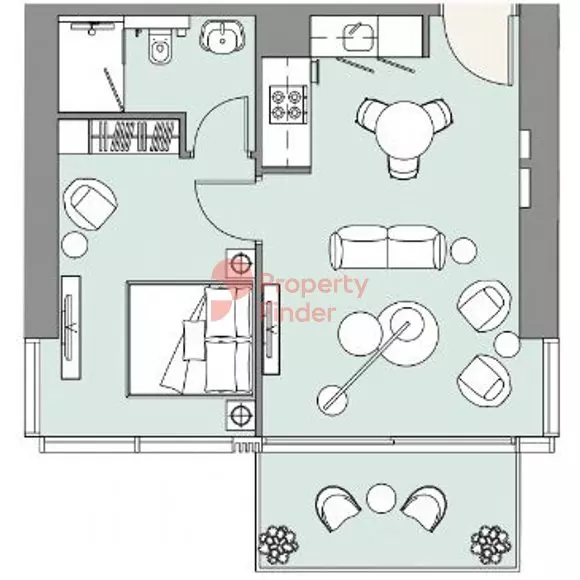The EDGE 1BR floor plan