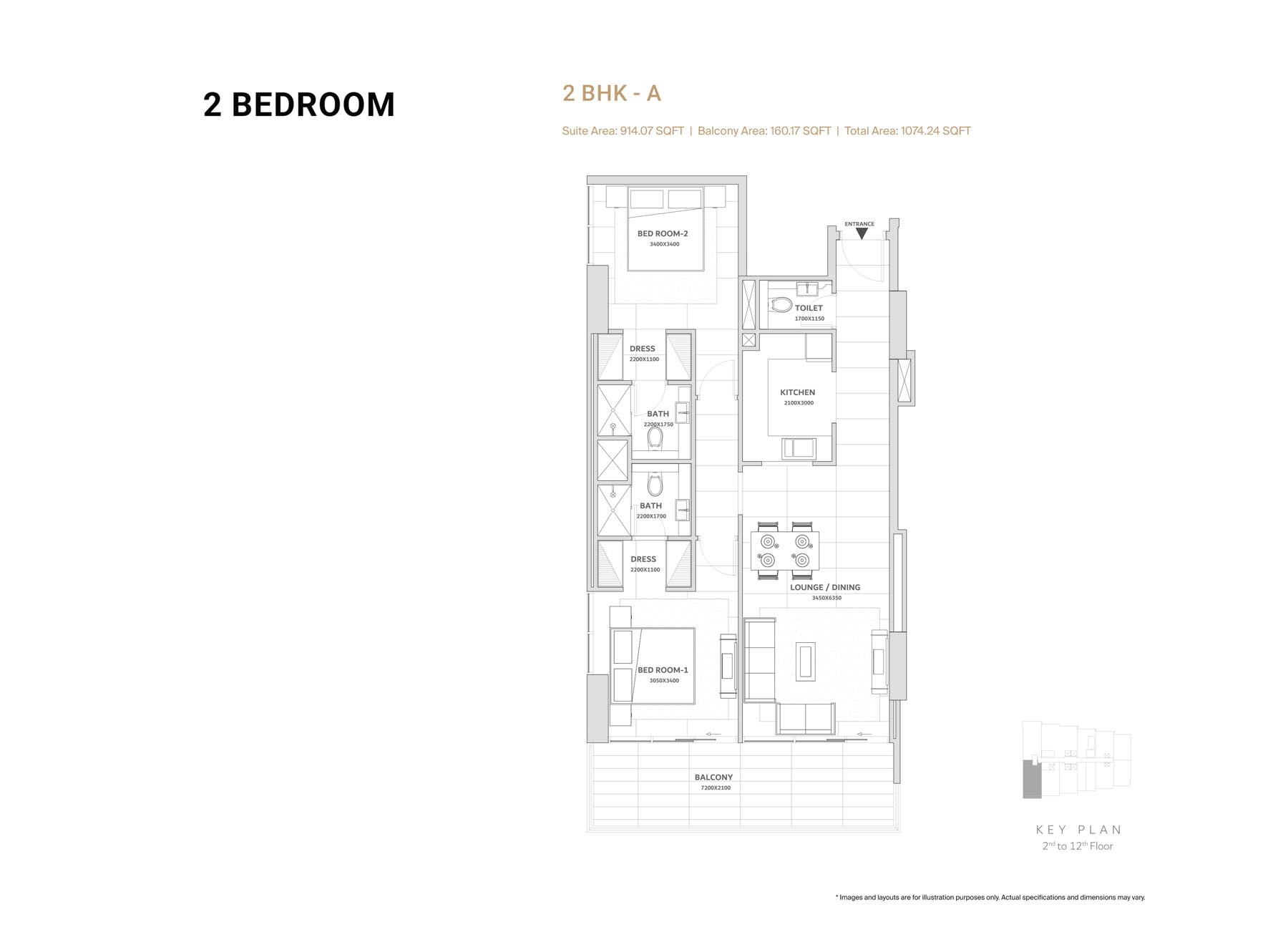 Solanki One 2BR floor plan
