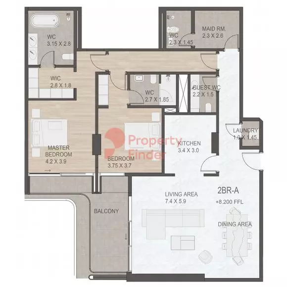 Luce 2BR floor plan