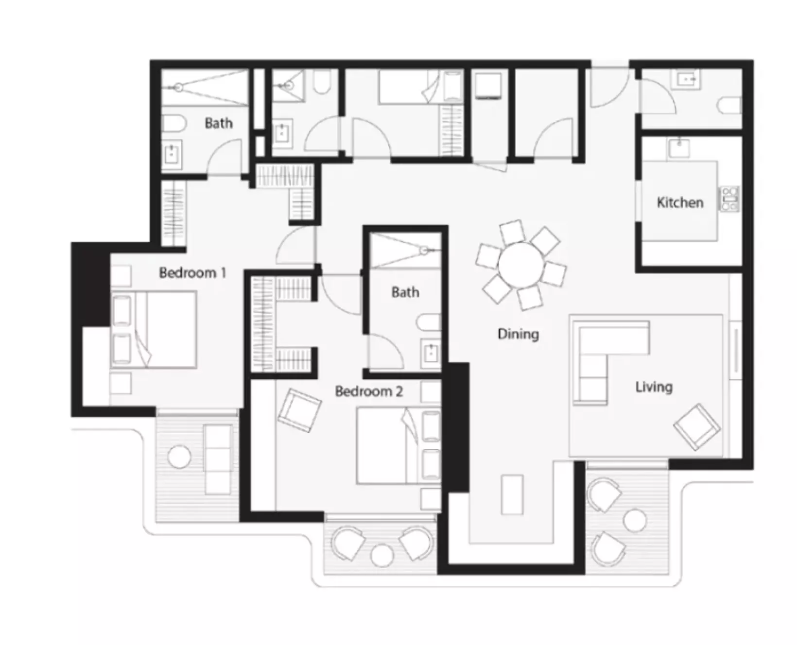 One B Tower 2BR floor plan