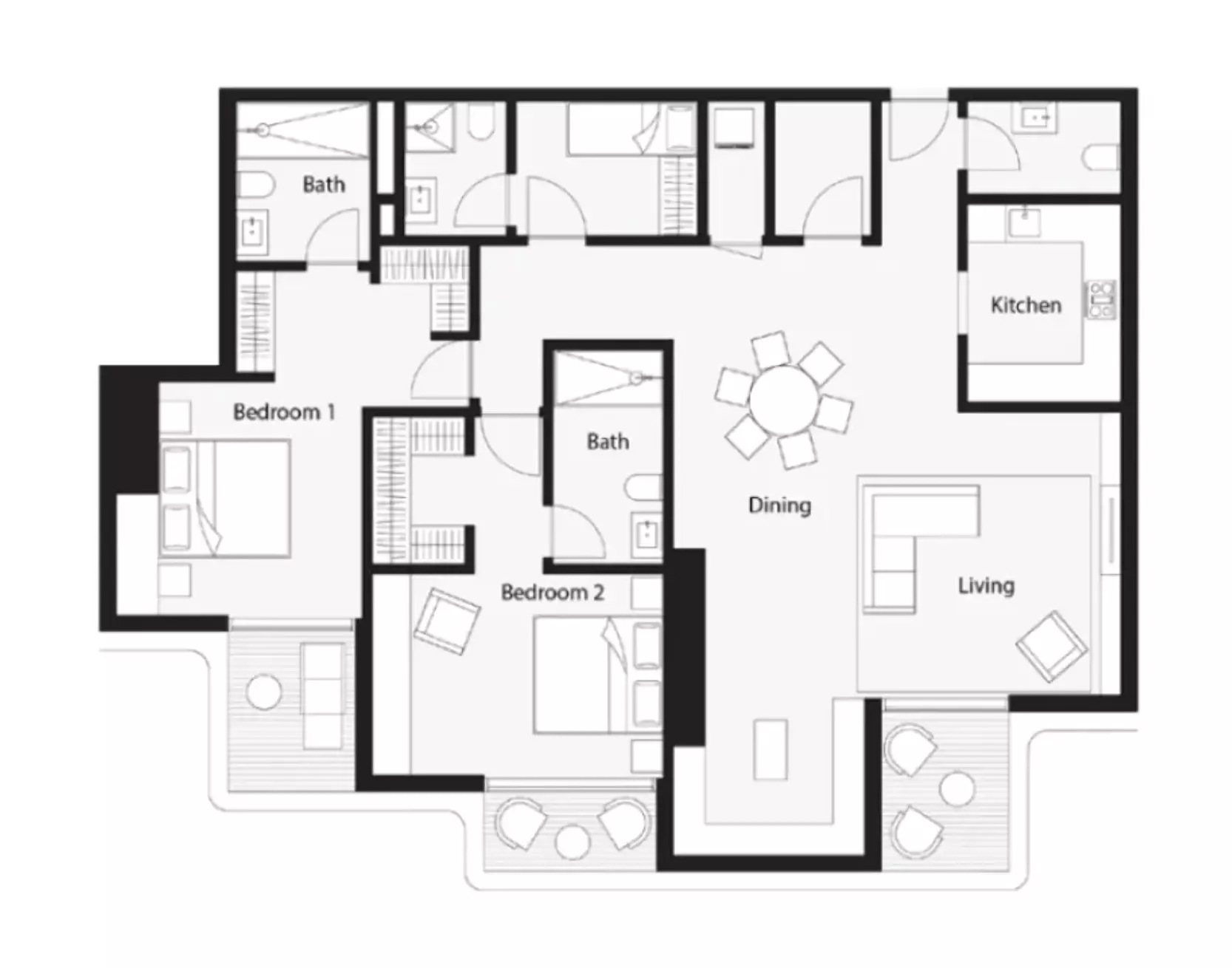One B Tower 2BR floor plan
