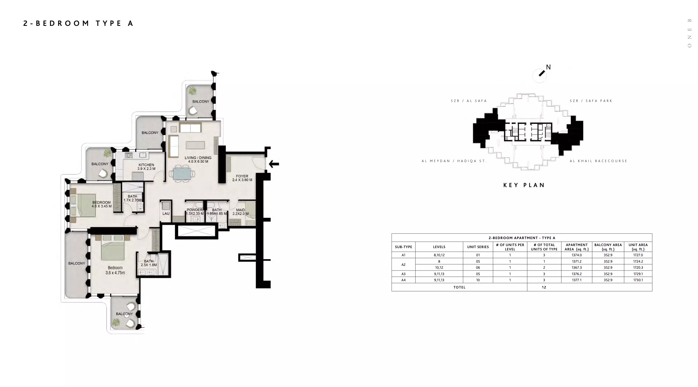 One B Tower 2BR floor plan